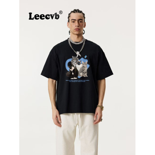 Leecvb美式潮牌男女同款夏裝2025新款時尚流行短袖男t恤聯名上衣