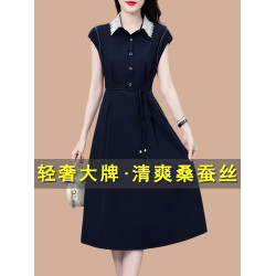 真絲桑蠶絲連衣裙女夏2025新款今年流行爆款高級大氣上檔次濶太太