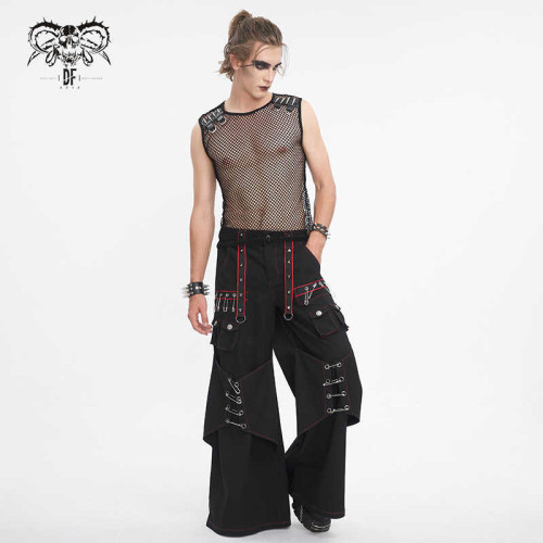 Devil fashion 設計感龐克無袖網料男T恤【TT273】