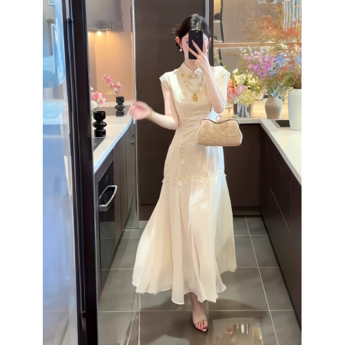 新中式國風刺綉提花改良旗袍連衣裙女夏2025新款名媛風情萬種裙子