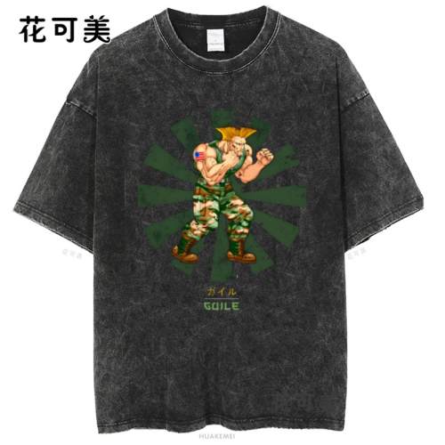我愛公雞街霸新款夏季歐美潮牌搞笑創意滑稽卡通水洗短袖男t恤