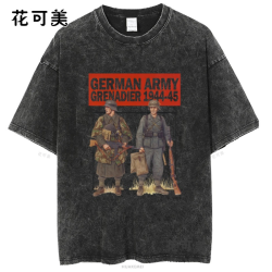 貓咪美少女新款夏季學生圓領寬松潮牌卡通印花水洗做舊短袖男t恤