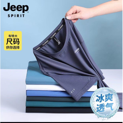 吉普JEEP男士短袖2025新款速乾男T恤夏季大碼男裝上衣服冰絲運動