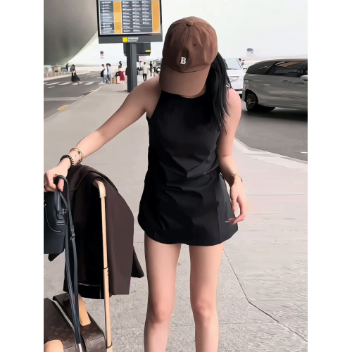 法式黑色無袖背心連衣裙女裝2025夏季新款辣妹氣質收腰小個子短裙