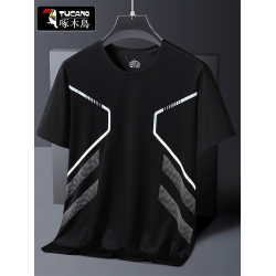 啄木鳥短袖t恤男2025夏季新款冰絲速乾透氣運動休閒圓領上衣男T恤