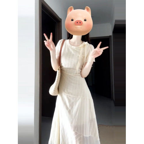 白色連衣裙子女夏季2025新款夏日絕美巨好看的掐腰長裙海邊度假風