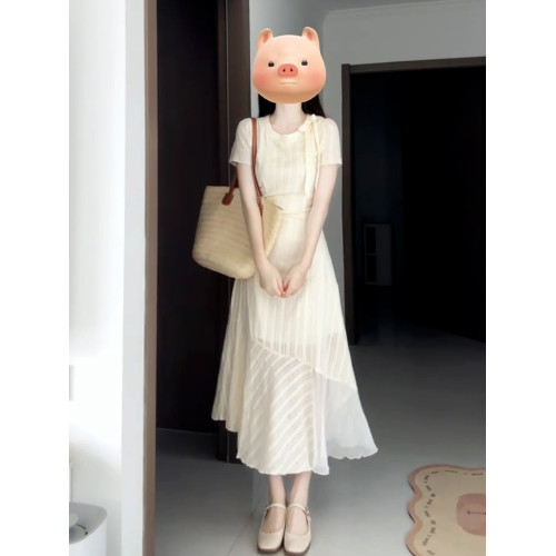 白色連衣裙子女夏季2025新款夏日絕美巨好看的掐腰長裙海邊度假風