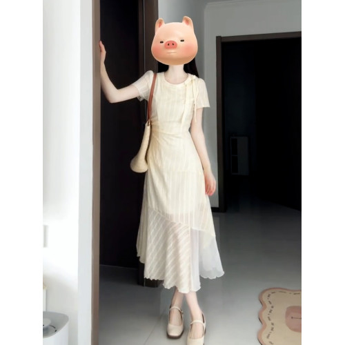 白色連衣裙子女夏季2025新款夏日絕美巨好看的掐腰長裙海邊度假風
