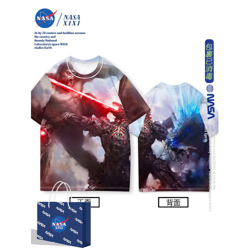NASA哥斯拉大戰金剛短袖男T恤夏季體恤電影怪獸之王基多拉衣服潮