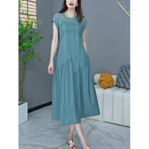 時尚十三行連衣裙女夏季2025年奢華優雅洋氣顯瘦韓版寬松長款裙子
