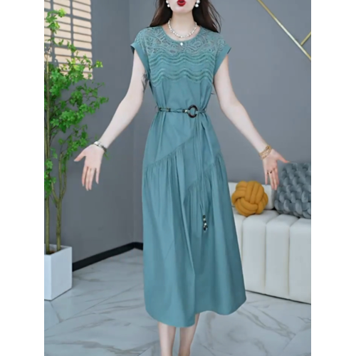 時尚十三行連衣裙女夏季2025年奢華優雅洋氣顯瘦韓版寬松長款裙子