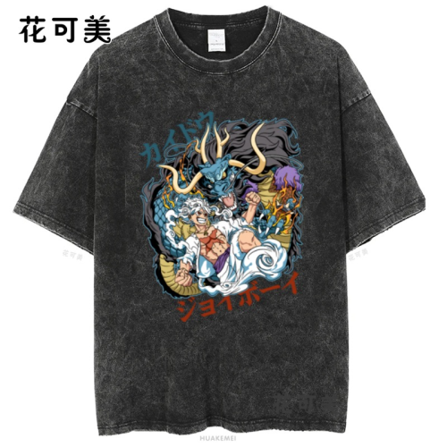 水洗做舊新款夏季歐美潮牌搞笑創意滑稽卡通印花短袖男T恤