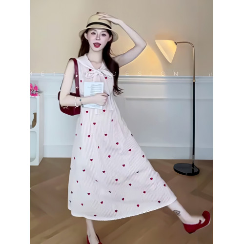 法式氣質小個子條紋連衣裙女2025夏季新款度假風收腰獨特漂亮裙子