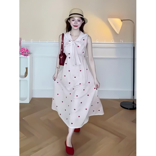 法式氣質小個子條紋連衣裙女2025夏季新款度假風收腰獨特漂亮裙子