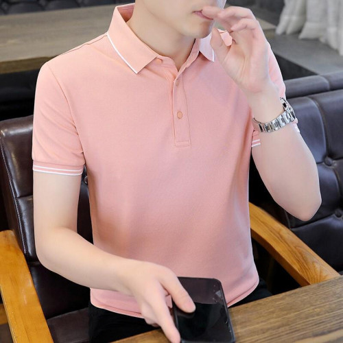 夏季純棉短袖男t恤翻領Polo衫韓版修身男士半袖汗衫青年上衣服潮