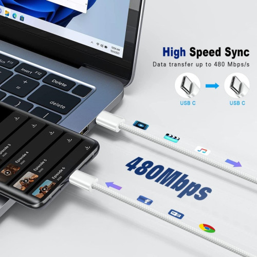 適用蘋果15快充60W雙頭type-c編織數據線iPhone15ProMax手機閃充