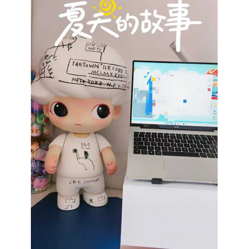 兩三事露肩連衣裙夏季新款藍色設計感裙子法式收腰連身裙暮色詩行