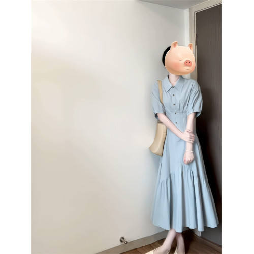 法式襯衫連衣裙女2025穿搭新款夏巨好看通勤大方的小個子氣質長裙