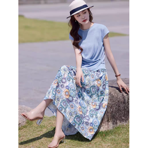 國際大牌聲瑪施2025夏新款真絲桑蠶絲連衣裙女高級氣質顯瘦兩件套