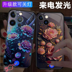 適用發光手機殼蘋果14ProMax手機殼花蘋果11Pro來電閃新款16網紅