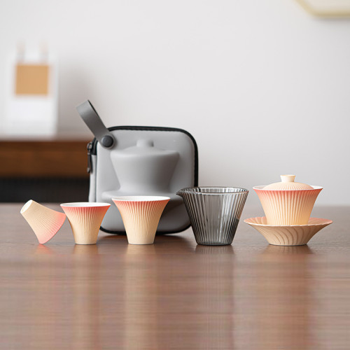 菸花旅行茶具套裝可攜式戶外露營功夫泡茶裝備陶瓷快客杯一壺三杯 菸花旅行茶具套裝可攜式戶外露營功夫泡茶裝備陶瓷快客杯一壺三杯