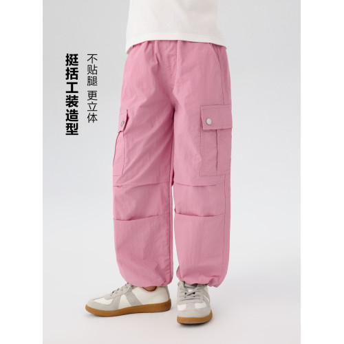 【特惠清倉】左西女童褲子工裝褲夏季薄款兒童濶腿褲夏裝傘兵褲