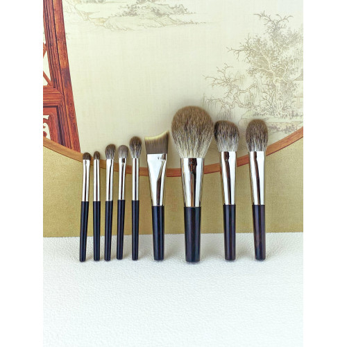 可攜式迷你動物毛化妝刷雪狐毛美妝套刷柔軟蓬松不紥高級旅行9支裝