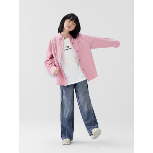 左西女童襯衫秋裝外套春秋款兒童上衣2025新款女大童長袖襯衣洋氣