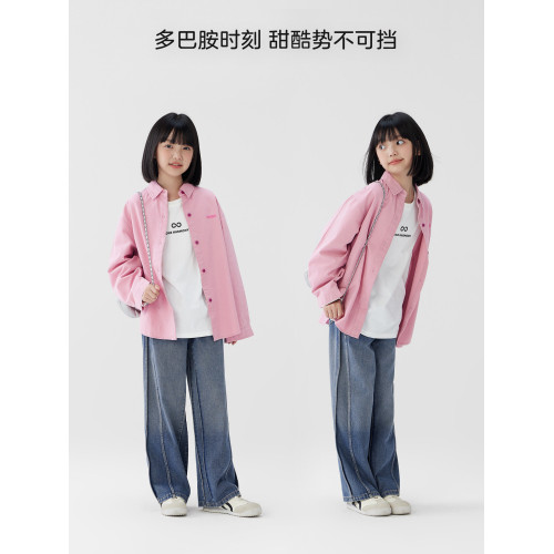 左西女童襯衫秋裝外套春秋款兒童上衣2025新款女大童長袖襯衣洋氣