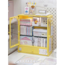 桌面鐵皮小收納櫃帶門文具化妝品手賬宿舍書桌學生置物架子收納盒