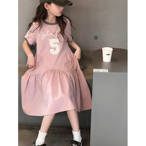 女童休閒連衣裙2025新款夏季兒童洋氣時髦中大童寬松純棉裙子韓版