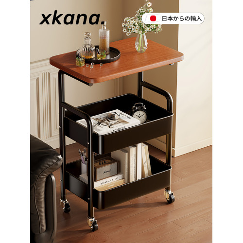 日本中古小推車置物架可移動小茶幾客廳帶輪收納臥室沙發小桌子