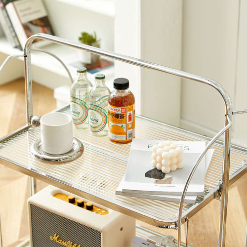 中古風玻璃小推車網紅ins客廳沙發邊幾小茶幾移動餐車折曡置韶意