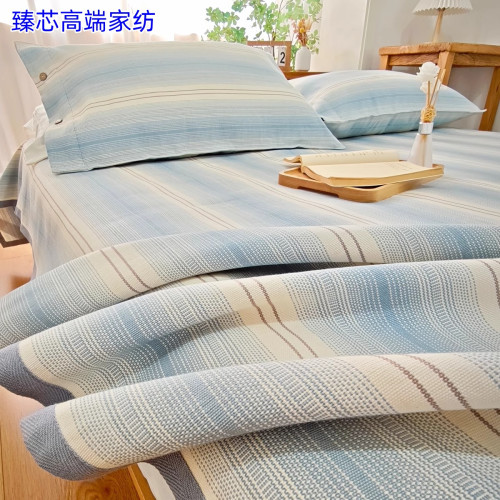 純棉老粗布涼蓆床單子單件加厚夏季透氣全棉100涼感軟涼蓆三件套