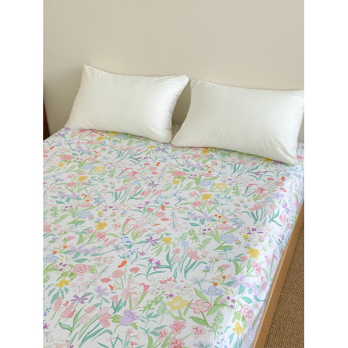 綠洲與花期 輕復古原創60S長絨棉床單床包碎花全棉貢緞單人雙人床