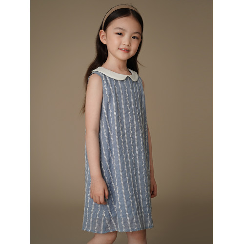 哈齒童裝兒童夏裝新款韓版休閒中長裙女童背心裙娃娃領連衣裙女孩