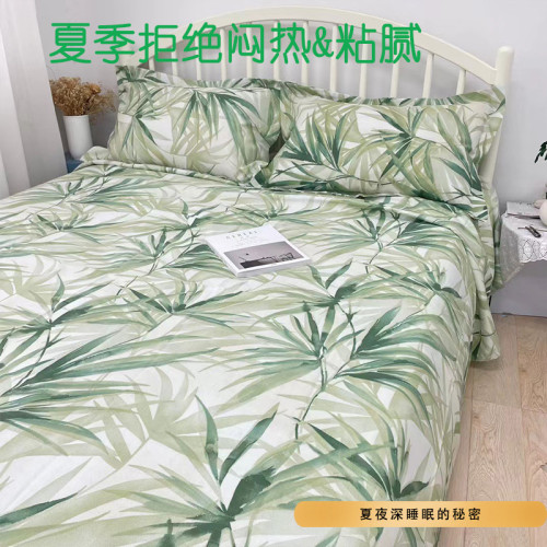 夏季100%竹纖維床單枕套三件套軟涼蓆1.51.8雙人涼感睡單冷感可洗