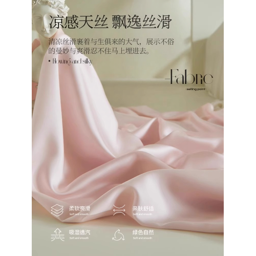 夏季高級天絲床單單件輕奢裸睡學生宿捨單人真絲被單枕套三件套3