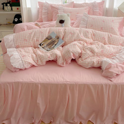 法式仙女風洛麗塔花邊純棉四件套少女心床單床裙床笠全棉親膚床品