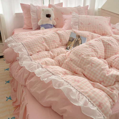 法式仙女風洛麗塔花邊純棉四件套少女心床單床裙床笠全棉親膚床品 法式仙女風洛麗塔花邊純棉四件套少女心床單床裙床笠全棉親膚床品