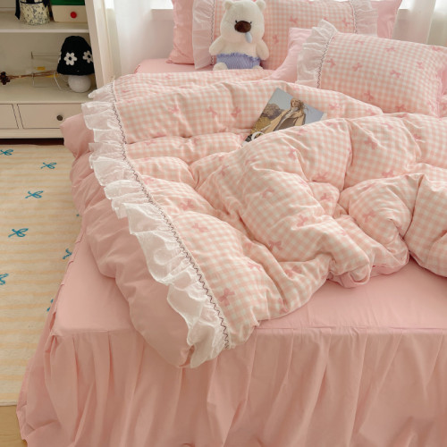 法式仙女風洛麗塔花邊純棉四件套少女心床單床裙床笠全棉親膚床品 法式仙女風洛麗塔花邊純棉四件套少女心床單床裙床笠全棉親膚床品