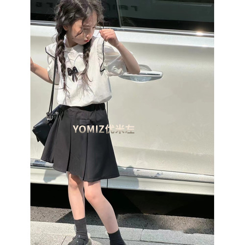 波拉bora韓國童裝氣質甜美女童短袖T恤2025春夏女孩飛袖上衣洋氣