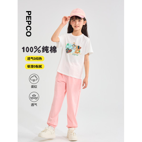 小豬班納女童短袖t恤2025新款夏季純棉大童半袖夏裝兒童上衣夏PC