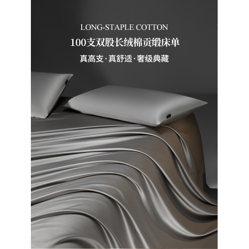 2025新款純色A類100支雙股長絨棉床單單件全棉純棉被單床笠三件套
