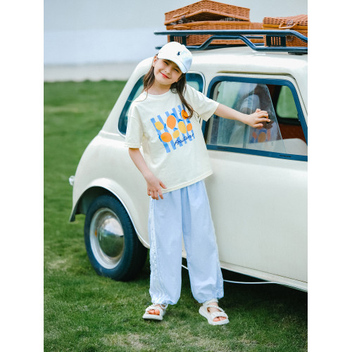 野柿童裝【輕薄速乾】女童褲子夏薄款中大童運動褲兒童戶外防蚊褲