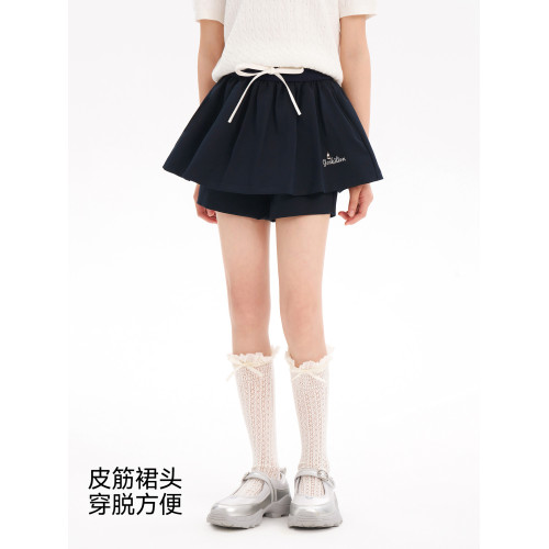 女童半身裙2025夏季新款兒童假兩件休閒短裙大童女孩時尚百搭裙子