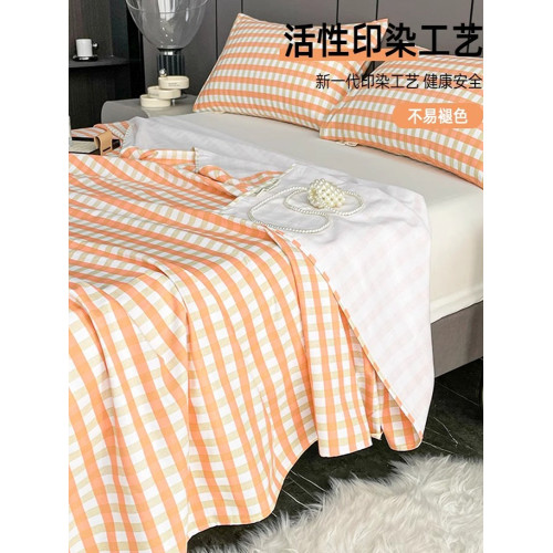 A類母嬰級老粗布格子床單單件純棉加厚老式被單枕套三件套100全棉