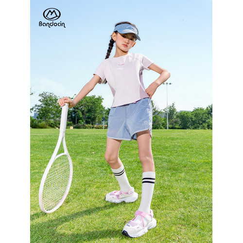 半度閒女童速乾衣夏季運動短袖t恤洋氣2025新款兒童夏裝薄款上衣