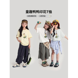 布丁哈魯童裝夏裝女童純棉短袖2026夏季新款兒童洋氣百搭卡通T恤