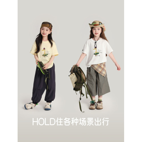 布丁哈魯童裝夏裝女童純棉短袖2026夏季新款兒童洋氣百搭卡通T恤